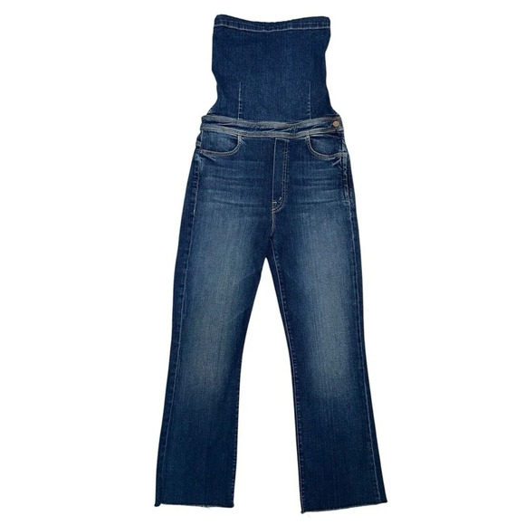 Mother The Tie Back Hustler Ankle Fray Jumpsuit in Pardon My French Denim 30 - Picture 7 of 16